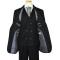 Extrema Black With Chalk Stripes Super 140's Wool Vested Suit HA00210